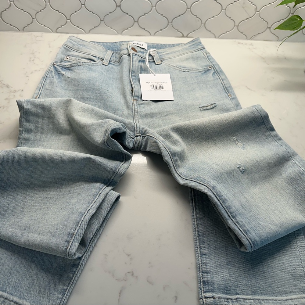 pistola Light Wash Straight Leg Jeans